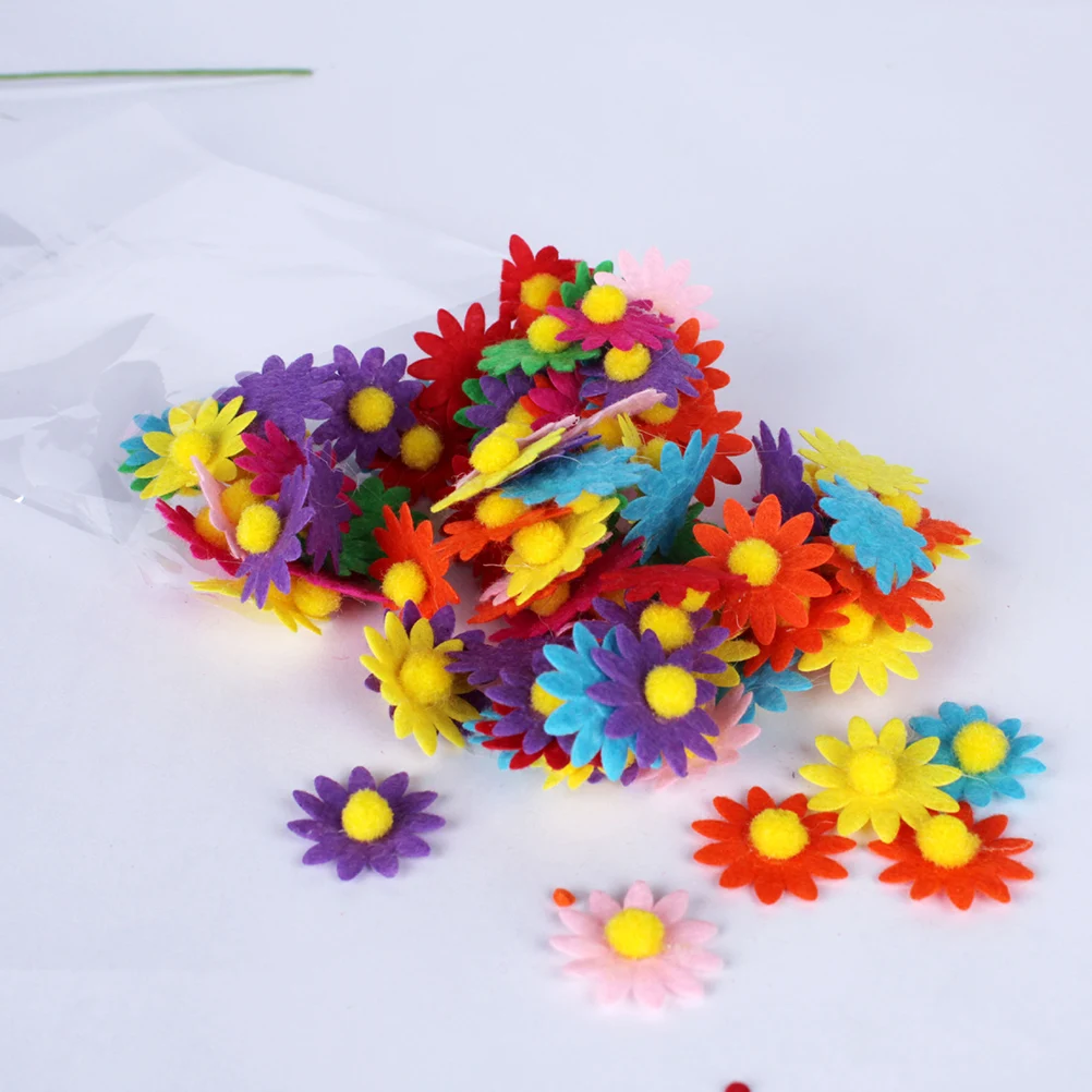 

200pcs Felt Fabric Flowers Diy Crafts Embellishments Colorful Assorted Handmade Decorative For Hair Clips Hats Cards Home Decor