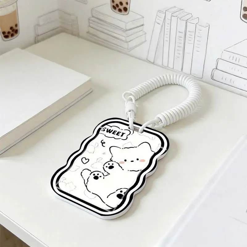 Card Holder for Photo Protector Student Bus/Meal Card Protection Case Kpop Photocard Holder Stretchable Spring Cord