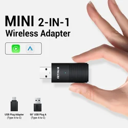 Mini adaptador CarPlay inalámbrico 2024, Dongle de reproducción para coche, Bluetooth, WiFi, conexión rápida, Plug and Play para coche CarPlay con cable OEM, nuevo