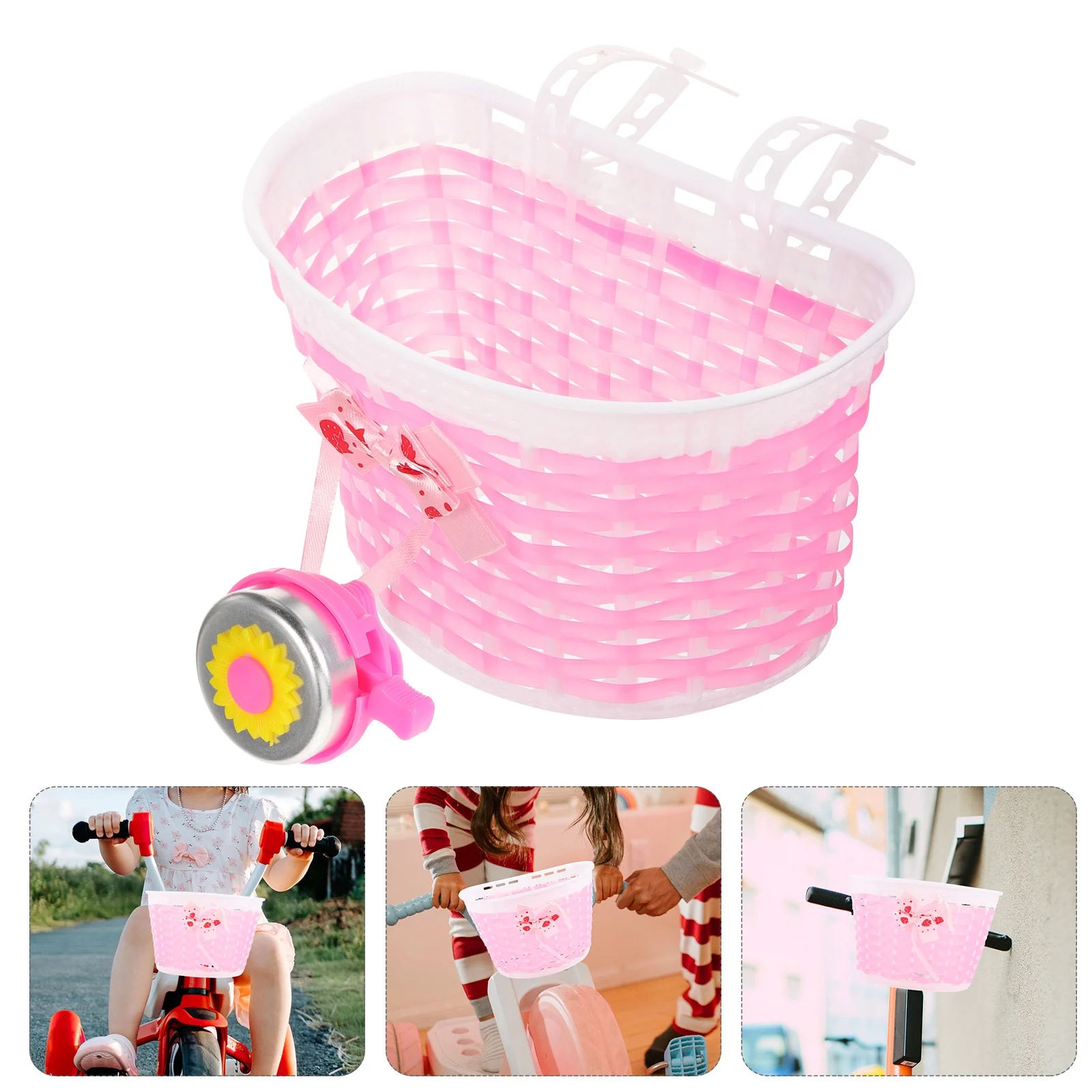 

1 set Bike Basket Front Detachable Cycling Basket Cute Thicken Sturdy Wearable Durable Smooth Easy Install
