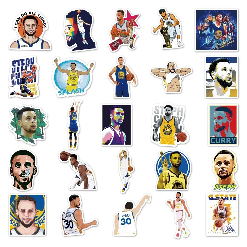 50pcs Stephen Curry Basketball Stickers Suitcase Water Cup Stationery Mobile Phone Scooter Notebook Refrigerator Decoration