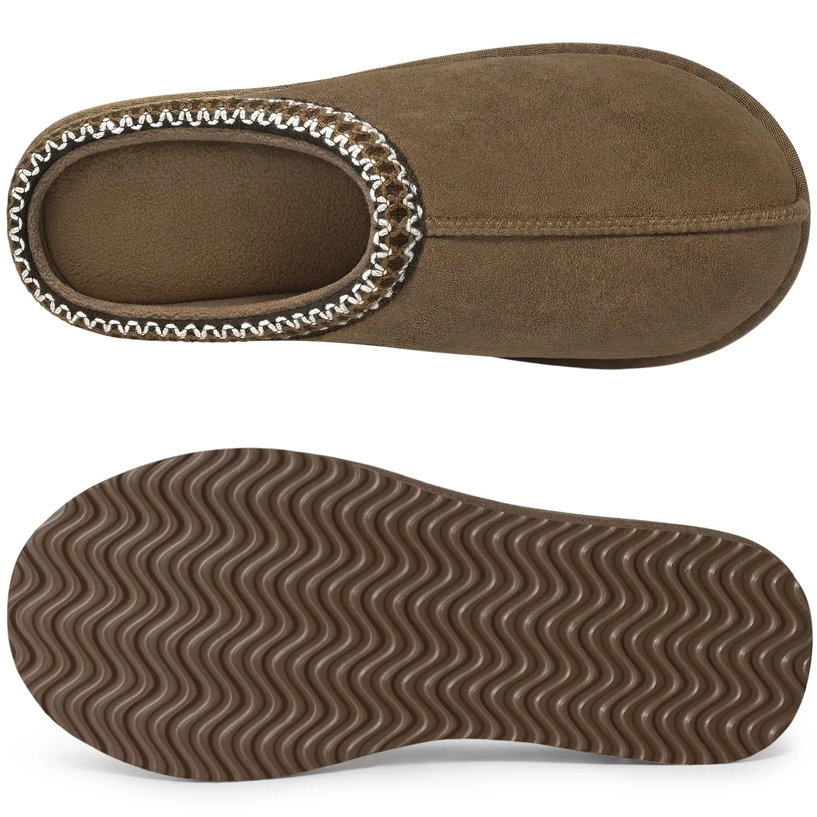 Litfun Classic Faux Suede Slippers for Women Memory Foam Fuzzy House Shoes Cozy and Warm Hard Bottom Indoor Outdoor Cotton Shoes