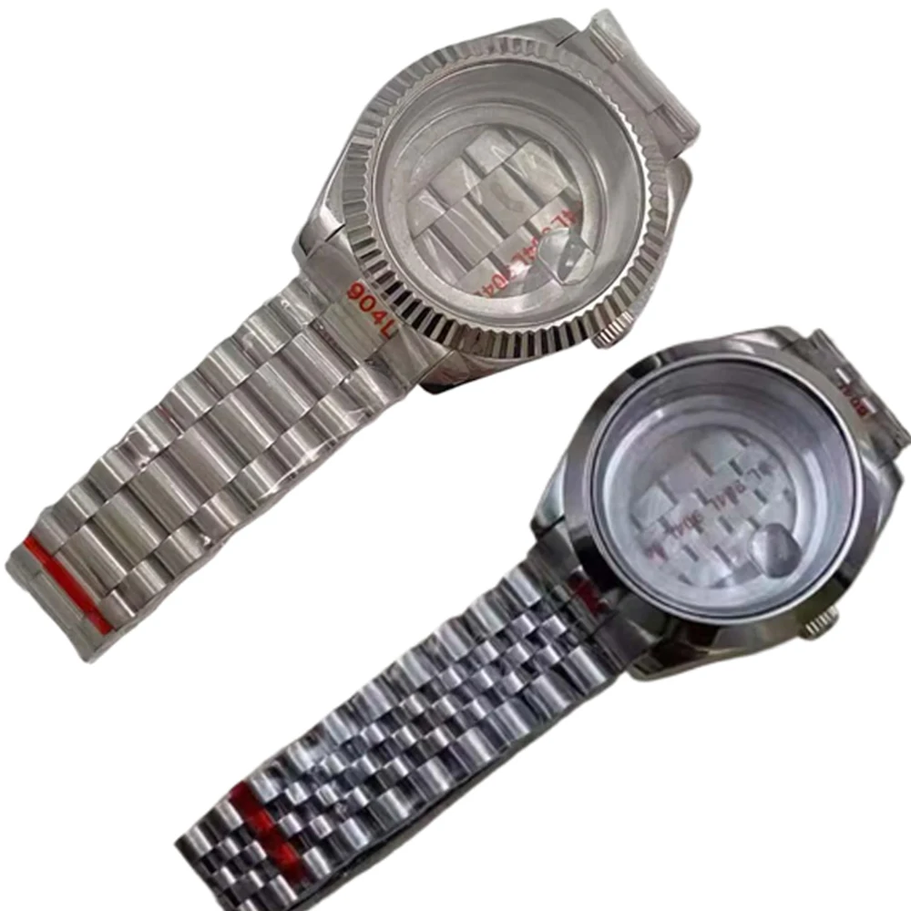 40mm Watch Case Strap Set For Miyota 8285 Men's Stainless Steel Case + Watch Band for 8285 Movement Watch Shell with Bracelet