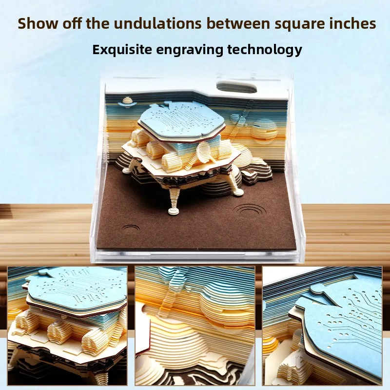 Serie de exploración espacial, estéreo 3D, decoración de notas adhesivas, proyecto de exploración Lunar, tallado en papel, artesanía, regalo para niño