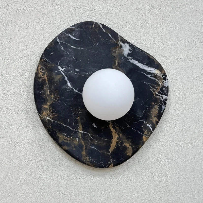 

Wabi Sabi Black Gold Flower Marble Wall Lamp Creative & Unique Ambient Light for Villa, Hotel, Living Room & Bedroom Decor