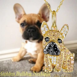 Exquisite Cute Golden Bulldog Pendant Necklace for Women Elegant Pet Puppy Jewelry Animal Accessories Dog Lovers Gift