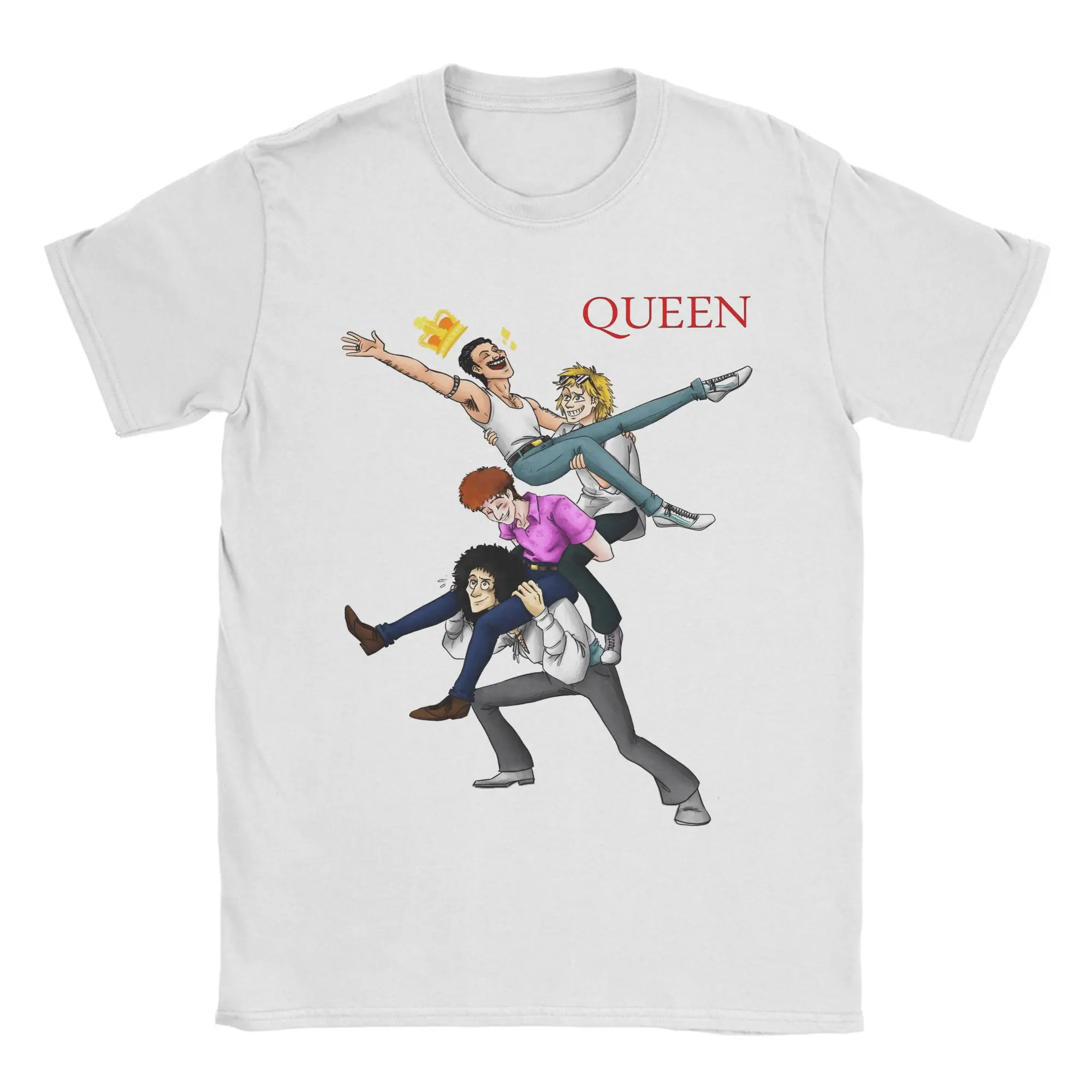 

Queen Queen Band T Shirt Beach Cartoon Version 100 Cotton T-Shirts Mens Hipster Design Tshirt Short-Sleeve Y2K Basic Top Tees