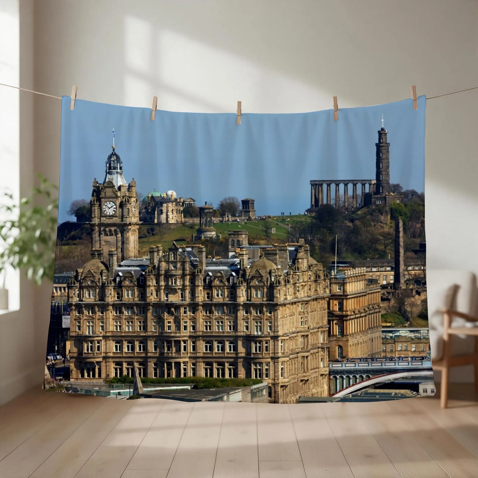 The Balmoral Hotel from the Castle Throw Blanket couch cozy soft plush fuzzy picnic outdoor blanket
