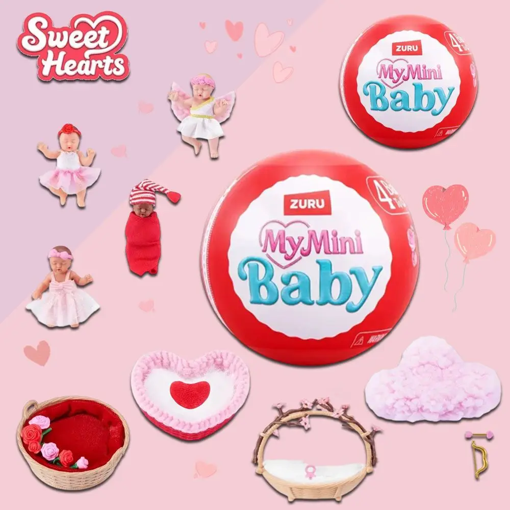 

My Mini Baby Nurturing Toy ZURU Collectible Dolls for Role Play with Cradle and Blanket Surprise Ball Bed Toy