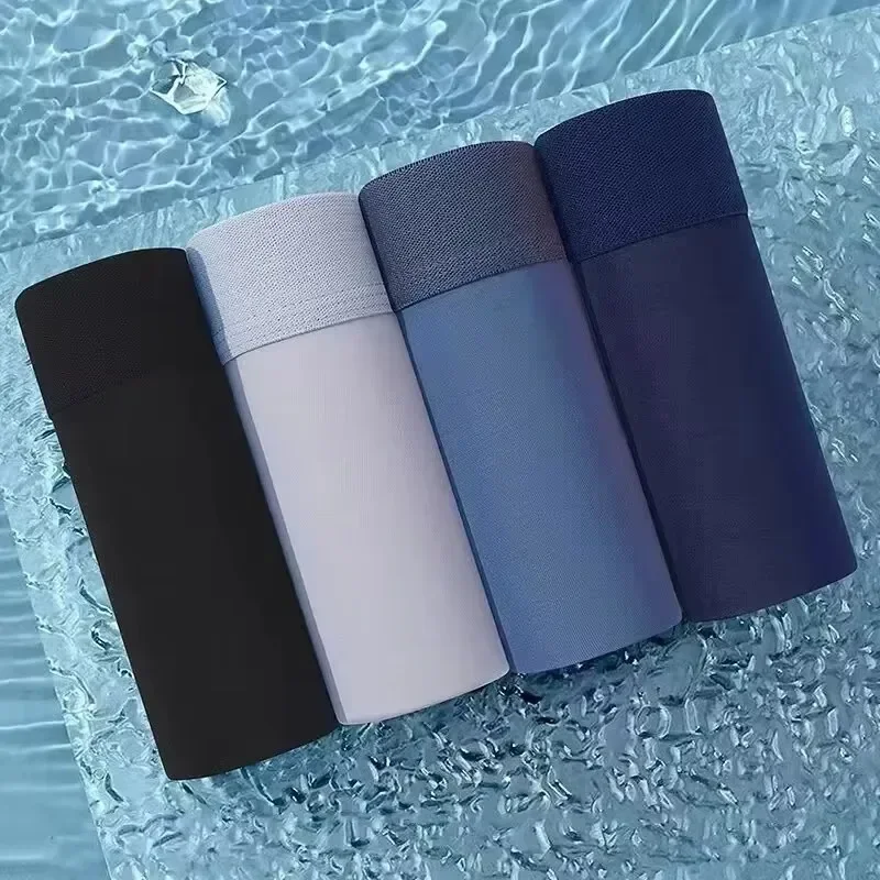 4PCS Underwear Men's Boxers Shorts Antibacterial Cool Soft Breathable Ice Silk Smooth Ventilate Fashion Colors Mixing XL 3XL 4XL