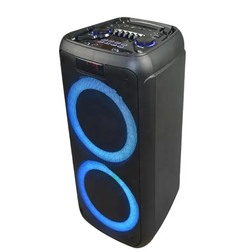 

Factory Powerful Double 8 Inch Bluetooth Subwoofer Portable Speaker With Colorful Led Flashing Light
