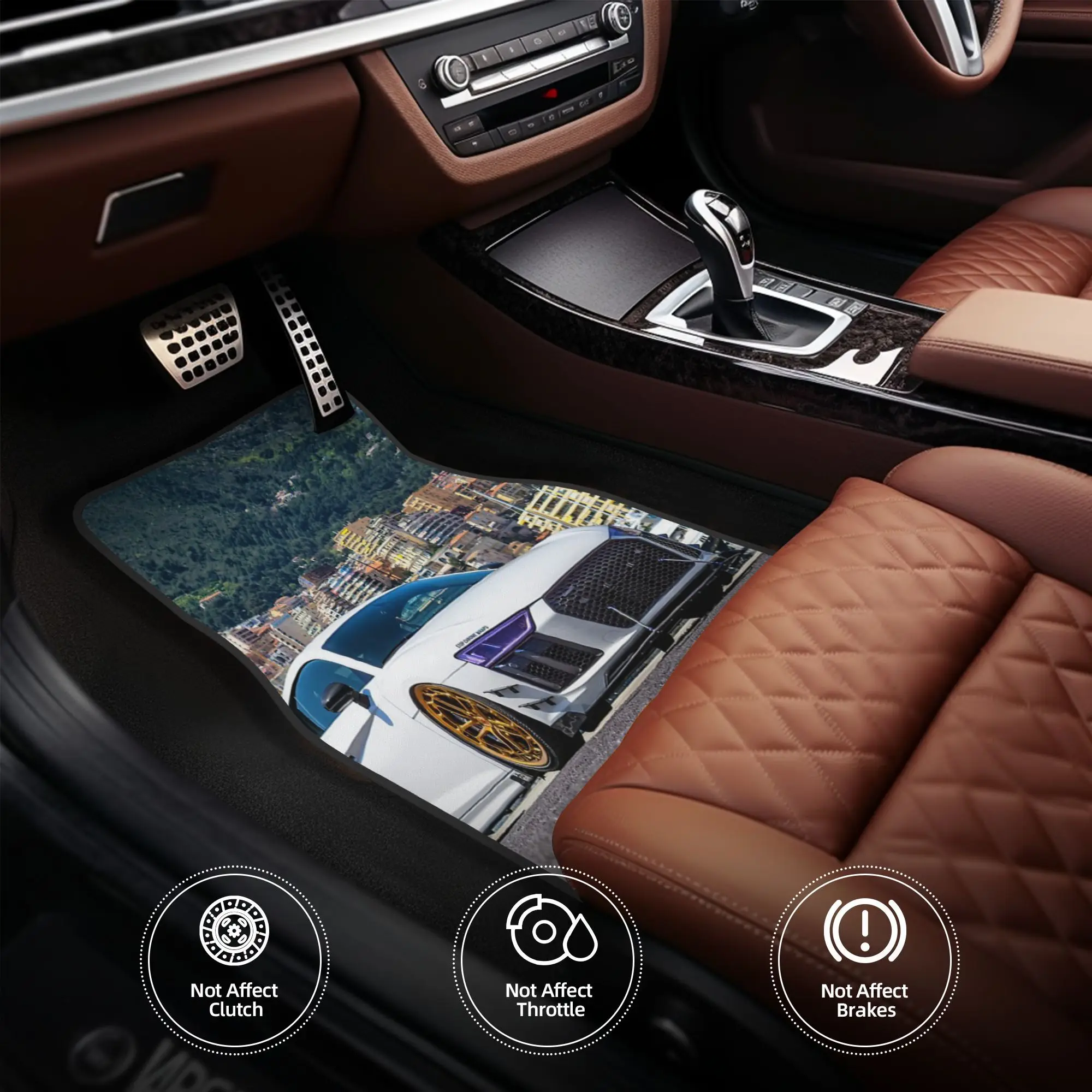 4pcs For AUDI R8 Tuning In Monaco Car Floor Mats - Durable Polyester Fiber, Fit For Cars, Playful Design With Red & Stripes & 