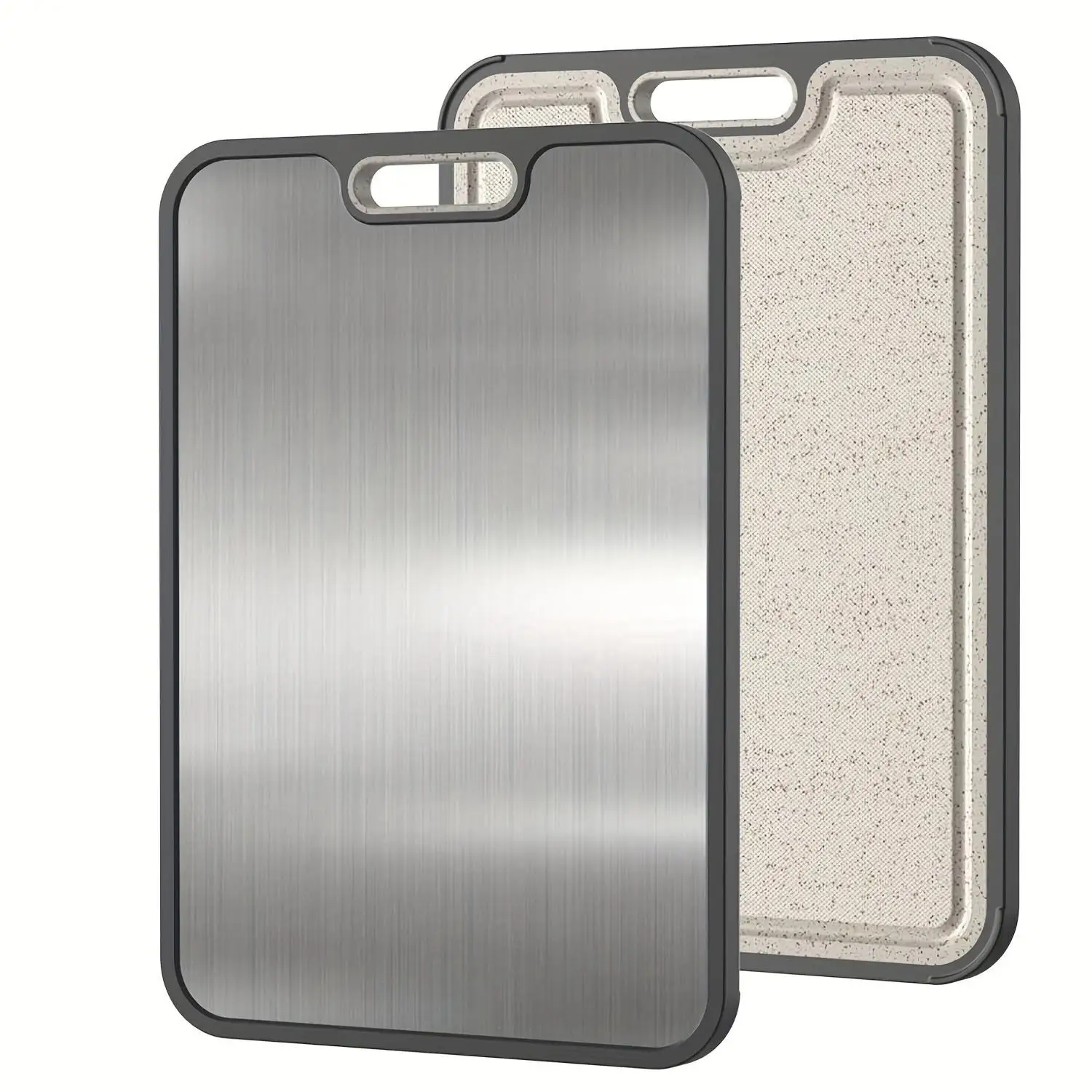 Talenan Dua Sisi | Titanium Murni (Ringan & Tahan Lama)/PP Jerami Gandum (Anti Selip Alami) Ukuran Besar 15,2x10,4 Inci