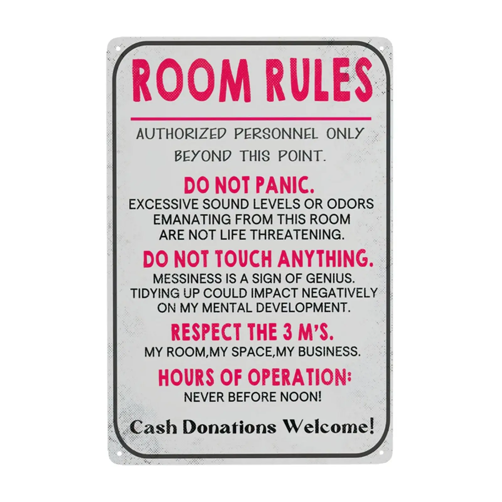 UYPGOIN Funny Room Rules For Teen Girls Metal Tin Sign, Teen Girls And Teen Boy Trendy Stuff Bedroom Signs Wall Decor, Preppy Ro