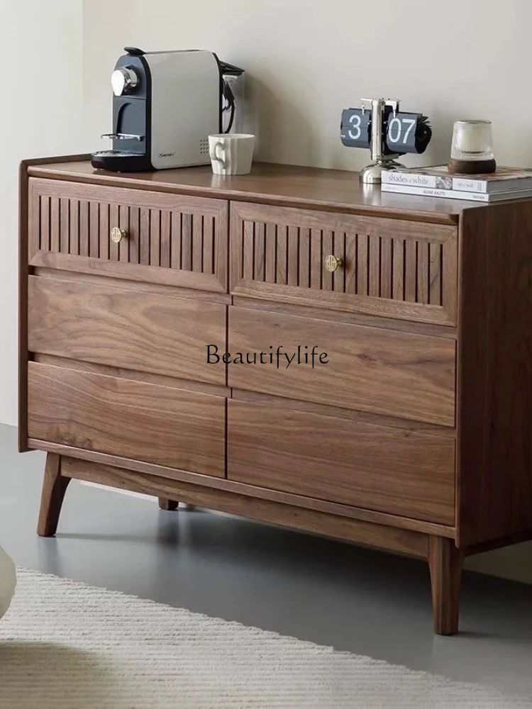 North American black walnut six-chest cabinet, storage against the wall, Nordic all-solid wood bucket cabinet