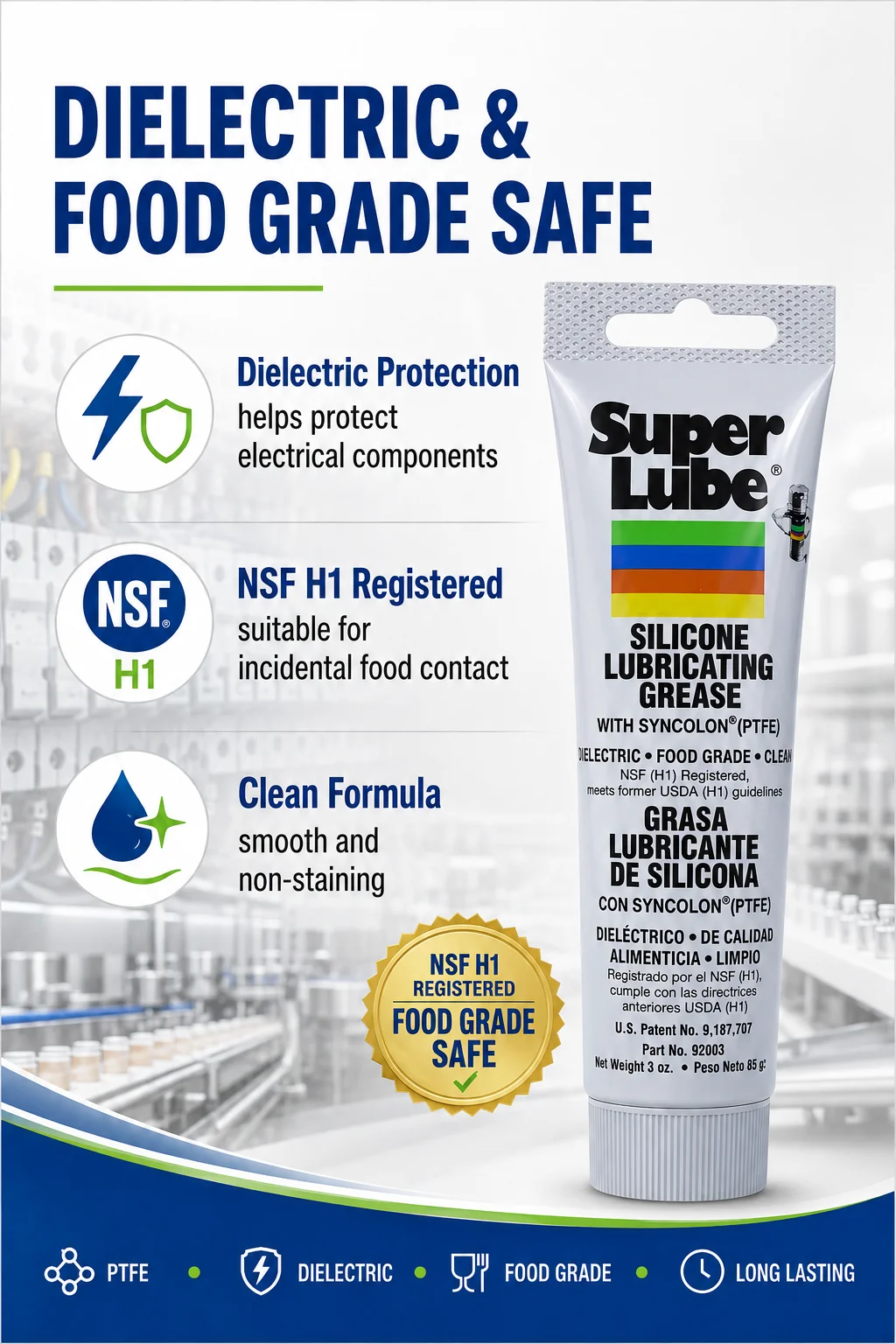 Super Lube 92003 PTFE-Fett Lebensmittelgeeignetes Silikon-Schmiermittel Wasserdicht NLGI 2 Mehrzweck 20g 50g 85g – Detail 6