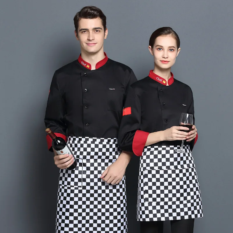 C589 uniforme do chef de manga longa garçom casaco plus size sushi chef casaco jaqueta chef adulto traje