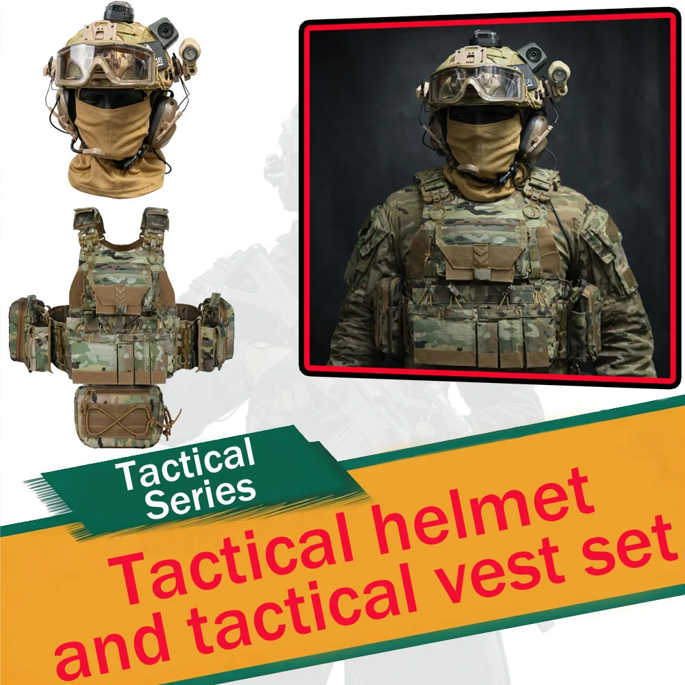 

Professional Tactical Vest Quick Release FAST Helmet Kit Military Goggles Headset Light Combat Protective Gear for CS Airsoft