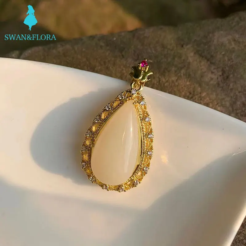 

Natural Stone Pendant Necklace White Hetian Jade High Quality Jewelry Women Gifts Fine