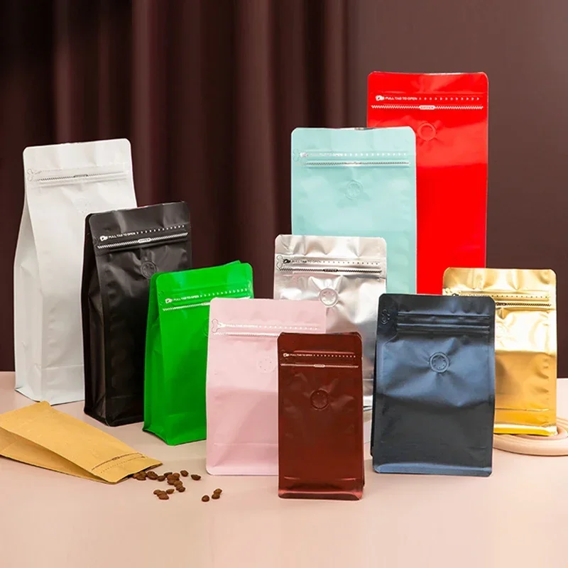 50pcs Coffee Valve Bags Food Packaging Sealed Aluminum Foil Bags Coffee Beans Tea Leaves Nuts Snacks Sealed Storage Packaging