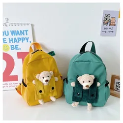 High Quality Little Bear Children Plush Backpack Solid Color Zipper Children School Bags Cartoon Plush Bear Backpacks Children