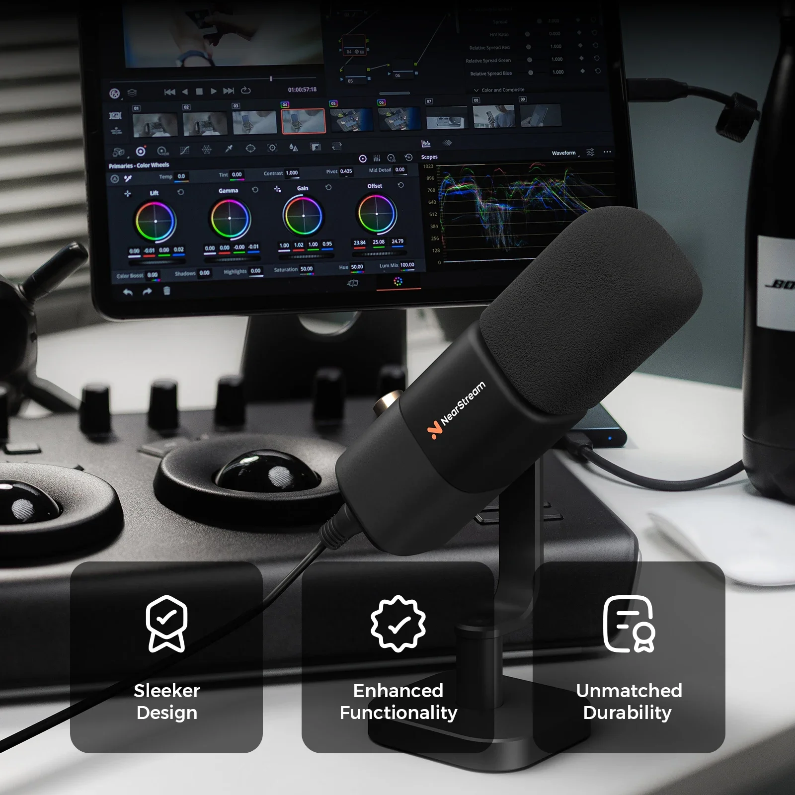 Micrófono profesional NearStream para pc, micrófono dinámico USB XLR, brazo de pluma para juego de estudio, grabación de Podcast, envío Local de EE. UU.