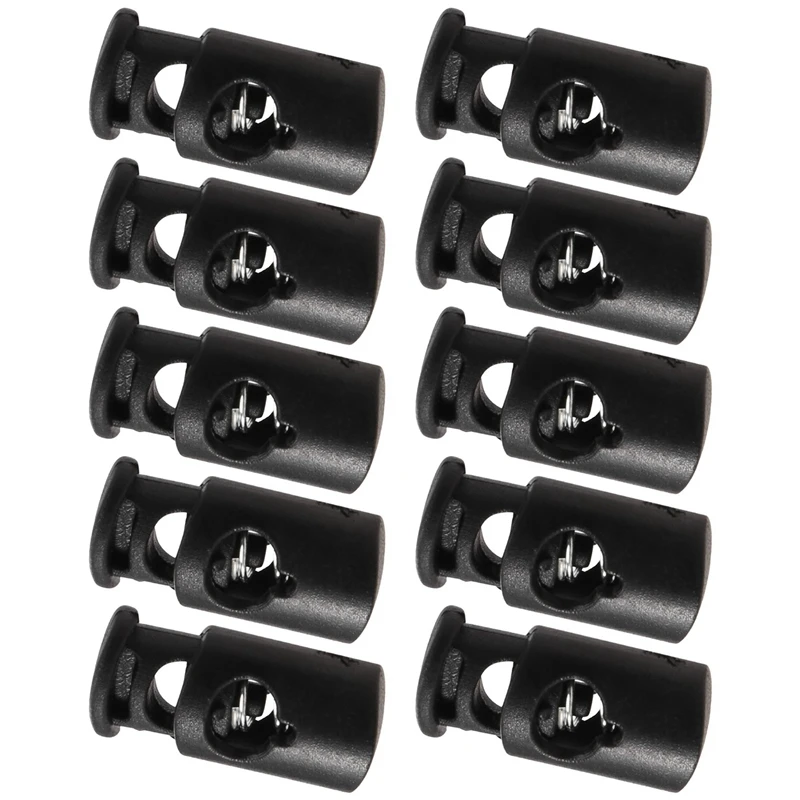 A46T Diameter 8 mm hole, cord cord stopper laces snap hook, black, 10 pcs