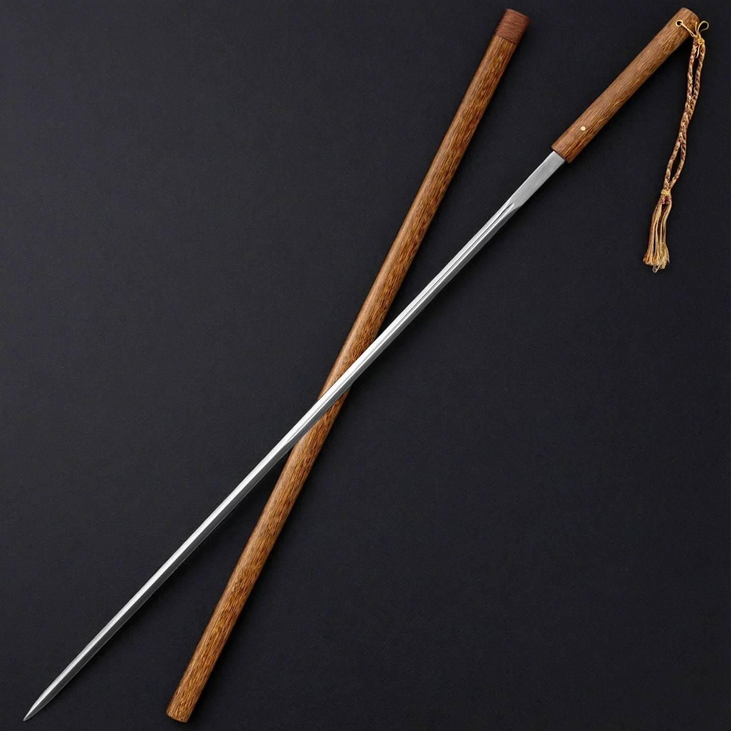 Slim Wenwan Sworrd High Quality Chinese Tang Style Jian Collectible Manganese Steel Blade with Wenge Wood Sheath Decorative