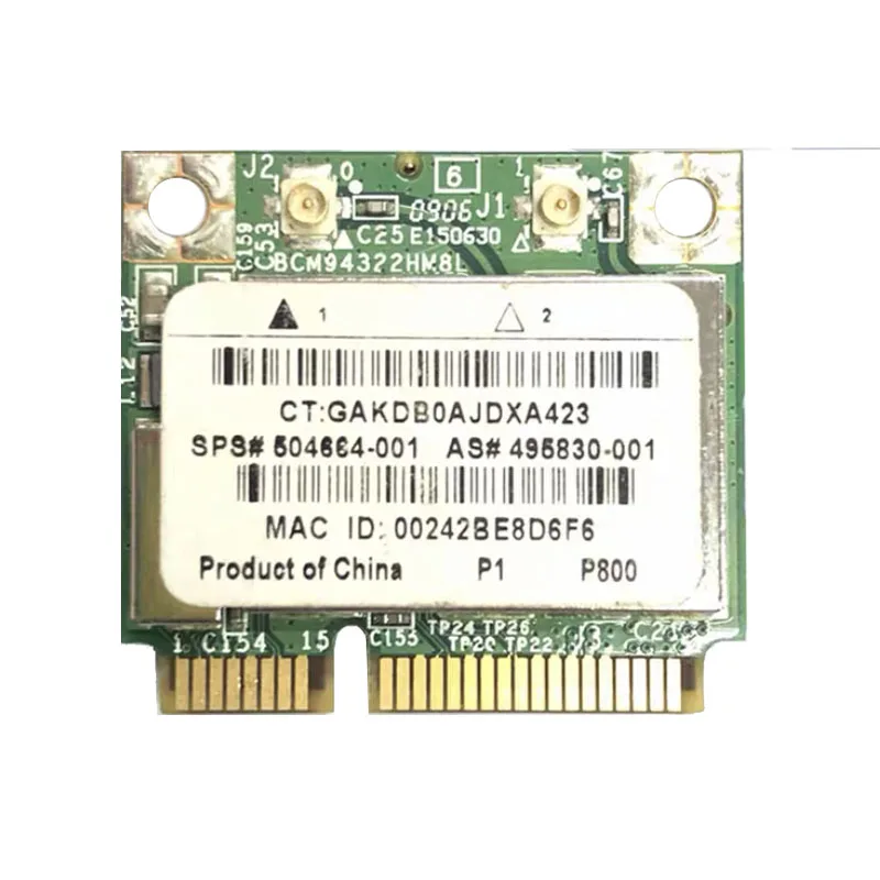 Broadcom BCM4322 BCM94322HM8L Dual Band 802.11a/g/n 300Mbps Wireless Wifi Wlan Mini PCI-E Half Size Card  504664-001  MAC  wifi