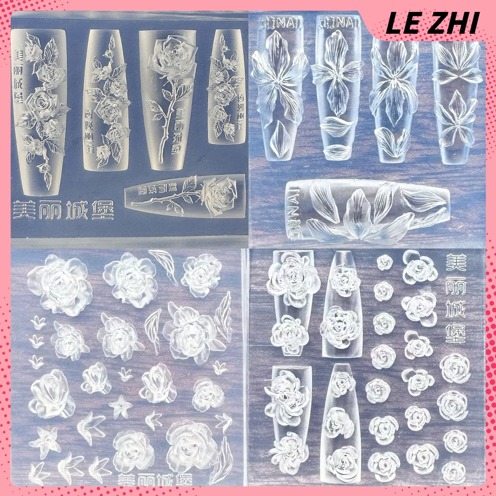 

Beautiful Flower Series 3D Acrylic Mold Nail Art Decora Rose Tulip Lotus Orchid Silicone Manicure Templates Mold Accessories