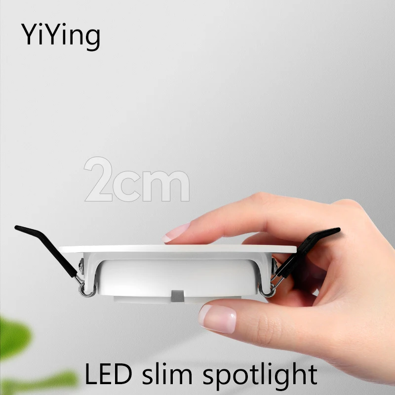 YiYing Ultra Thin LED Spotlight Recessed Round Slim Spot Light 5W 7W 10W COB Ox Eye Lamp Angle Adjustable Ceiling Lighting Home