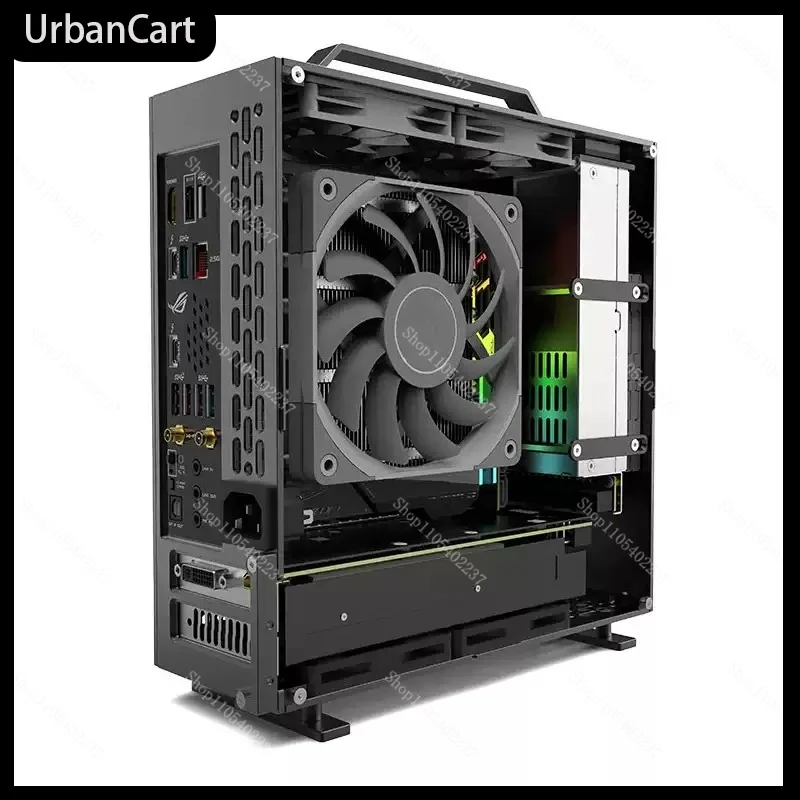 Mini ITX PC Chassis, 2.0 Version Compact Computer Case, Dual Slot GPU Support, Fit 1U Power Supply with Double Chamfer Structure