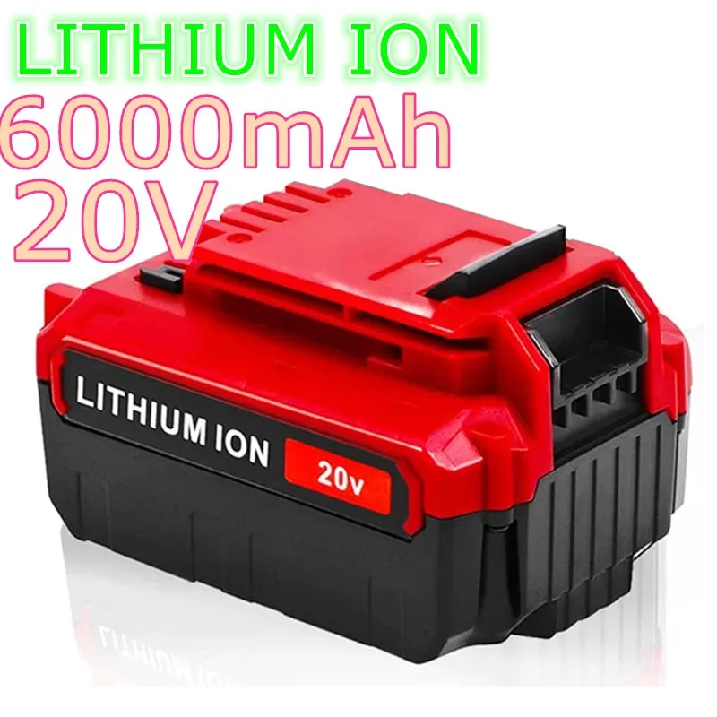 6000mAh 20V MAX Lithium Craftsmen Replacement Rechargeable Battery for Porter Cable 20V PCC685L PCC680L PCC682L Cordless Tools