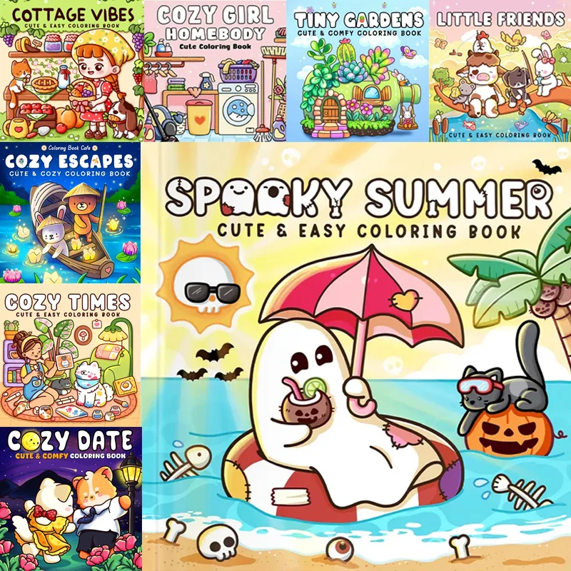 

Southern Lotus Spooky Summer Coloring Book: Deluxe Edition With Many Pages of Thick Paper, Featuring Cute Ghosts, Playful Animal