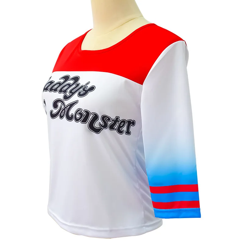 Halloween Kids Adult Cosplay Costume Quinn Squad Harley Monster T-shirt Pants Accessories Full Set