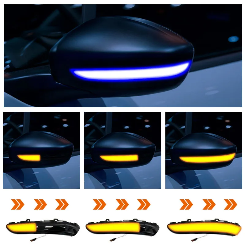 2Pcs For Peugeot 208 2008 2012 2013 2014 2015 2016 2017 2018 2019 2020 Citroen C3 Dynamic LED Side Mirror Blinker Flowing Light