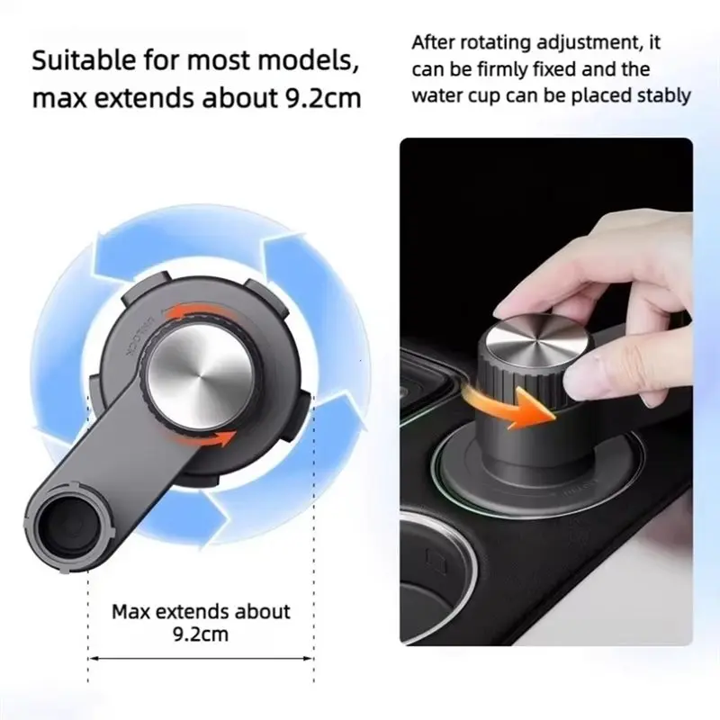 A96E-Small Tray Car Cup Holder Extension Bracket Multifunctional For Auto Dining Tray Storage 360° Rotatable Small Table