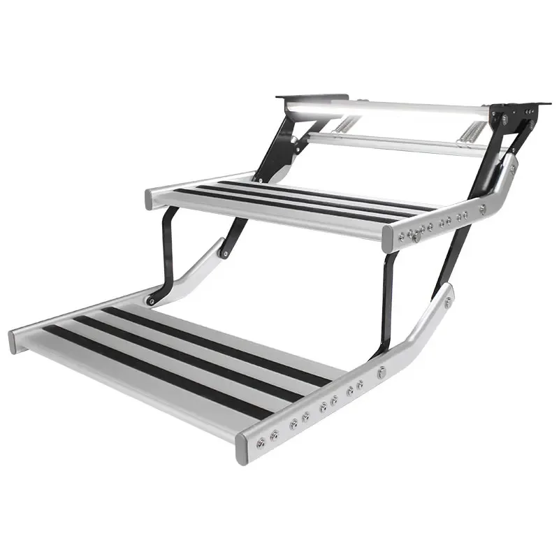 Double Steps Electric Control with LED Light Caravan OEM Camper Trailer Motor Accessories Durable Anti-slip RV Aluminum
