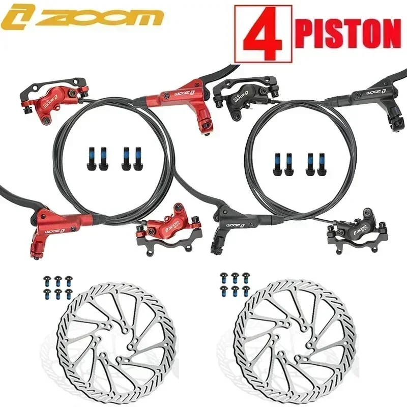 ZOOM 4 Piston Hydraulic Disc Brake Set HB876 Bicycle Brakes Kit Oil Pressure MTB Brakes with 160mm Rotor Bicycle Accessories