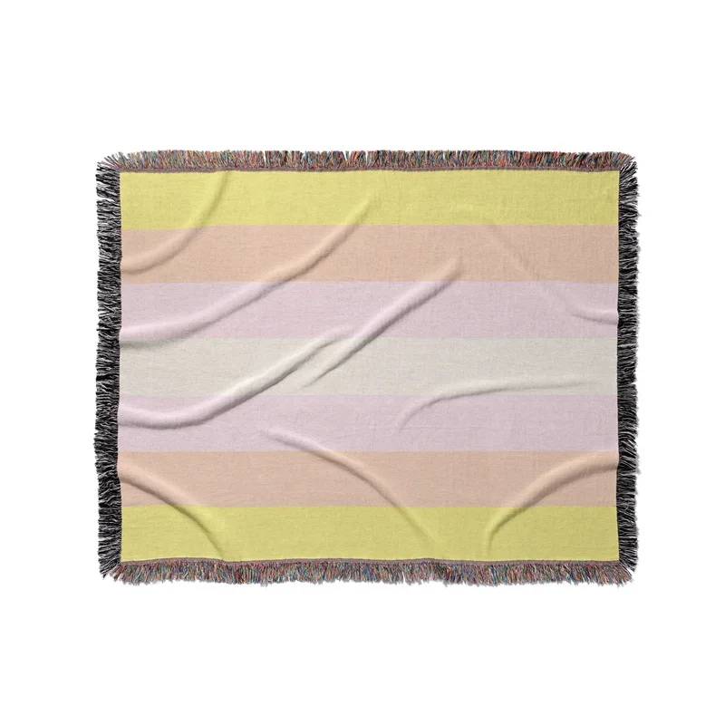 Gaslight Gatekeep Girlboss Pangender Flag Pride LGBT Rainbow Jacquard Fringed Woven Throw Blanket
