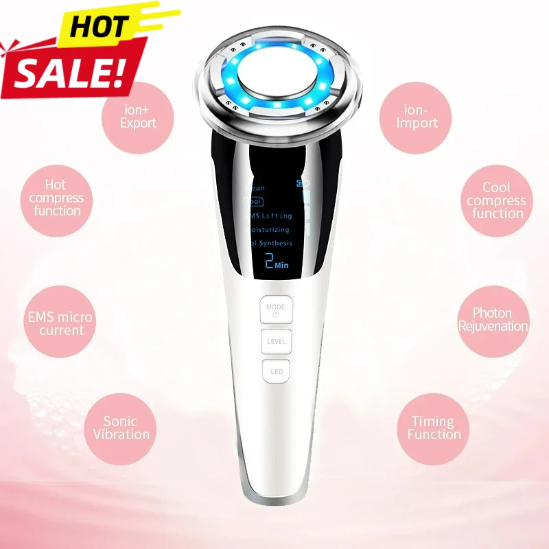 جديد 5 في 1 EMS الساخن الباردة مدلك الوجه مصباح ليد الاهتزاز إزالة التجاعيد شد الجلد العناية بالوجه الوجه رفع جهاز الجمال