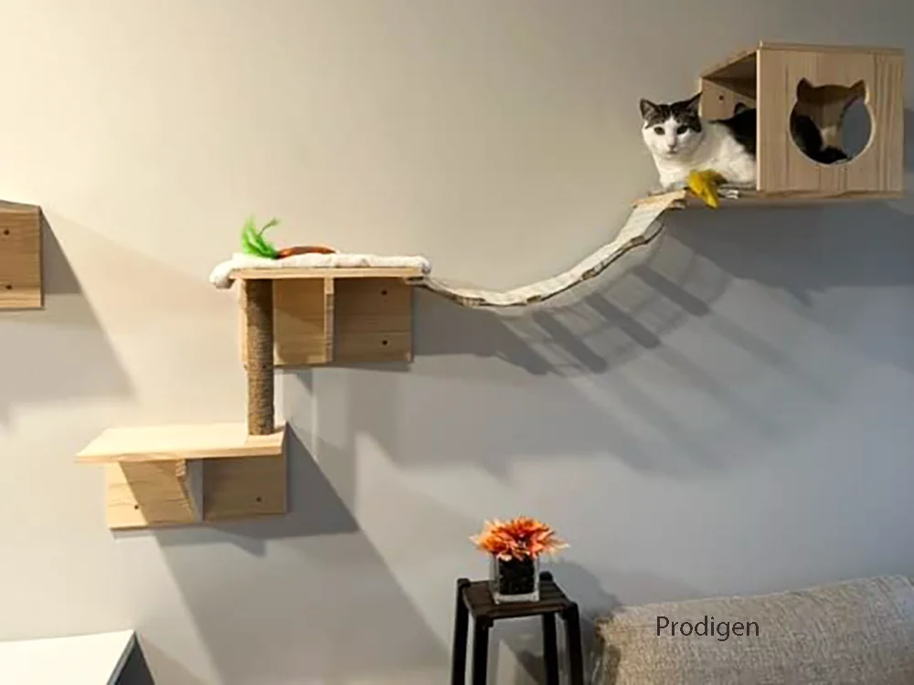 Wall Mounted Cat Nest Cat Bed Cat House or Scratching Post for Kitten Perch Rest and Grinding Claws Cat Indoor Furniture