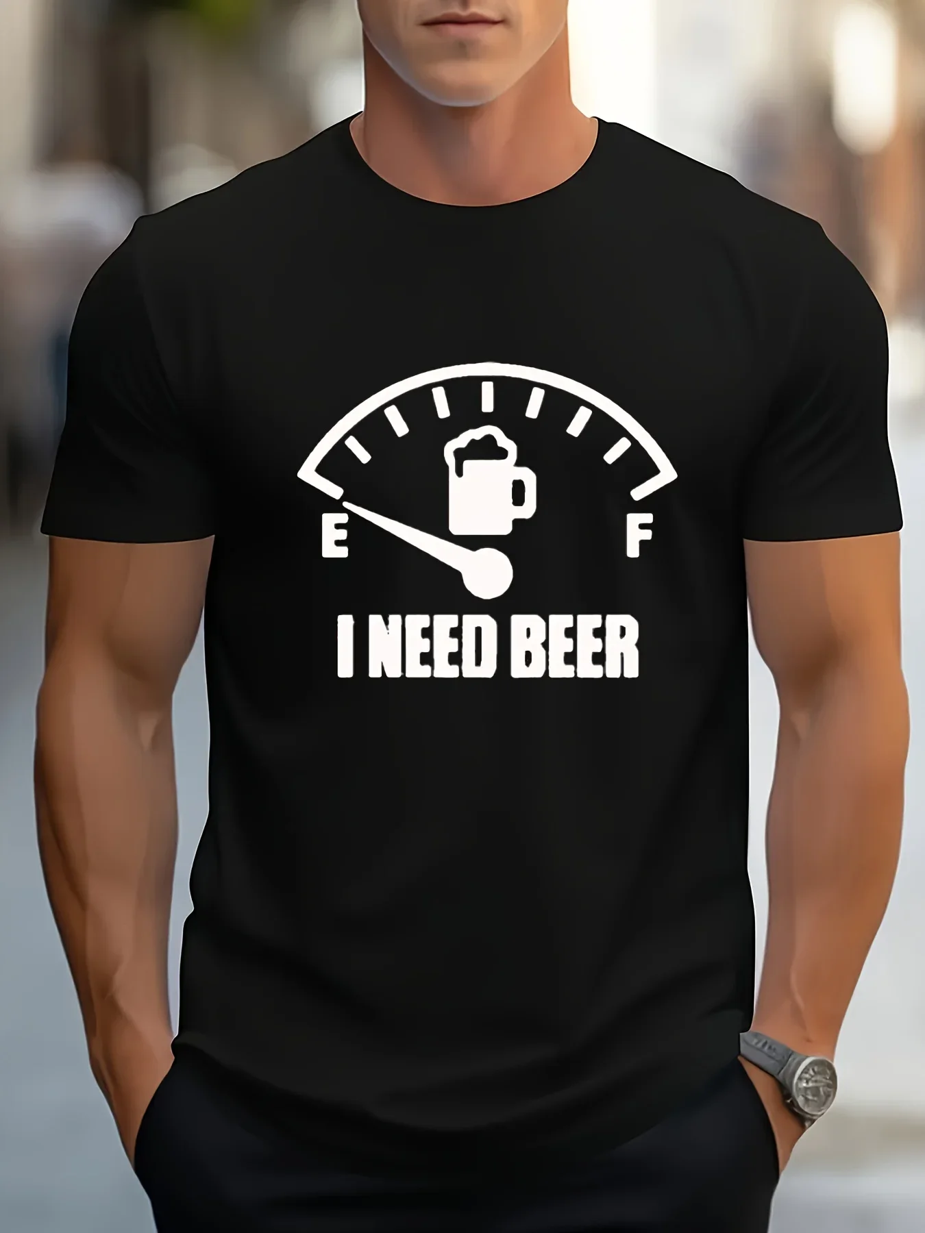 Modische T-Shirts mit Aufdruck „I Need Beer“ für Herren, Sommer, neue, kurzärmelige, lässige T-Shirts, lustige T-Shirts, Streetwear, Rundhals-Tops
