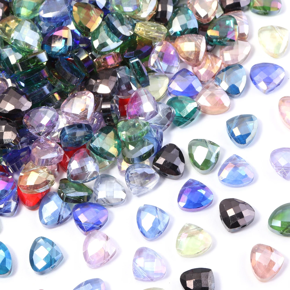 

20Pcs/Lot 9x10mm Faceted Glass Beads Heart Shaped Transparent/Solid Color Crystal Bead Charm For Ornament Making Diy Accessories