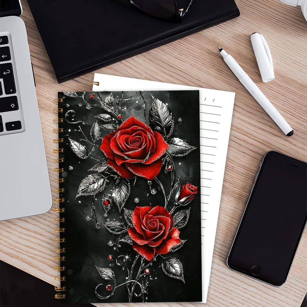 Dark Night Rose Notizbuch, Tagebuch, blanko linierte Seiten, ideales Geschenk zum Notieren, inspirierend für Männer und Frauen, perfekt für Studenten