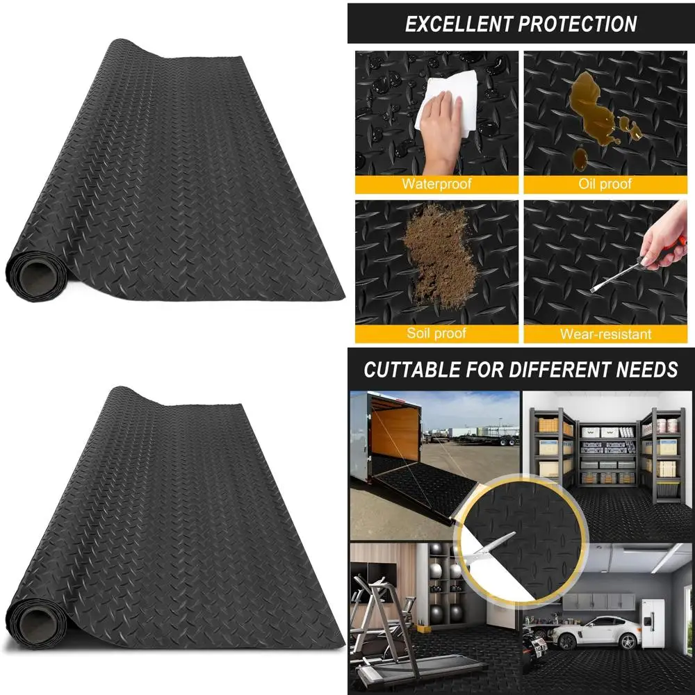 

Толстый резиновый коврик из ПВХ с алмазной текстурой 2,8 мм для гаража, нескользящий, для парковки мотоциклов, подходит для автомобилей и гольф-каров, черный
