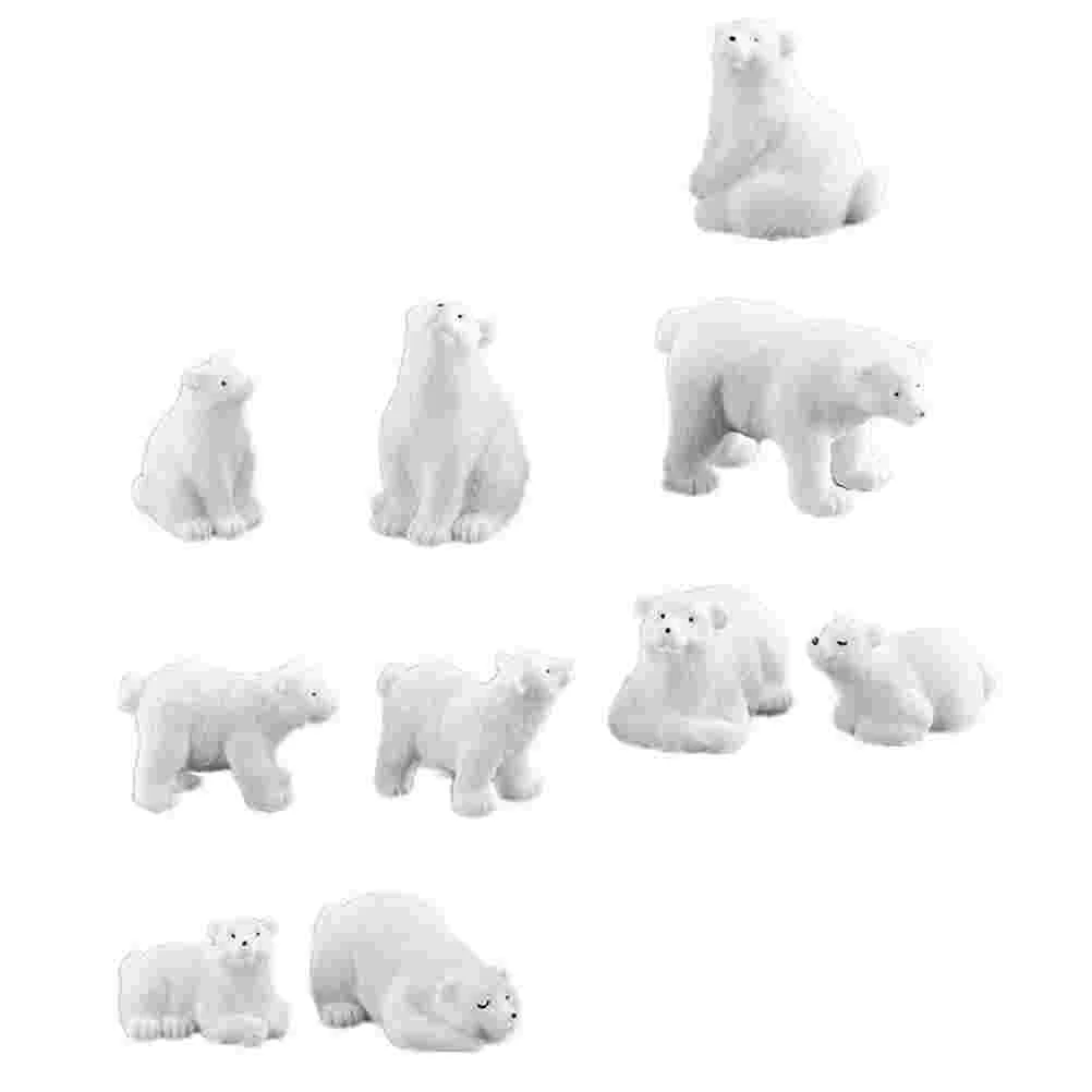 

Polar Bear Model Desktop Ornaments Mini Animals Decor Adornment Statues Kids Toys