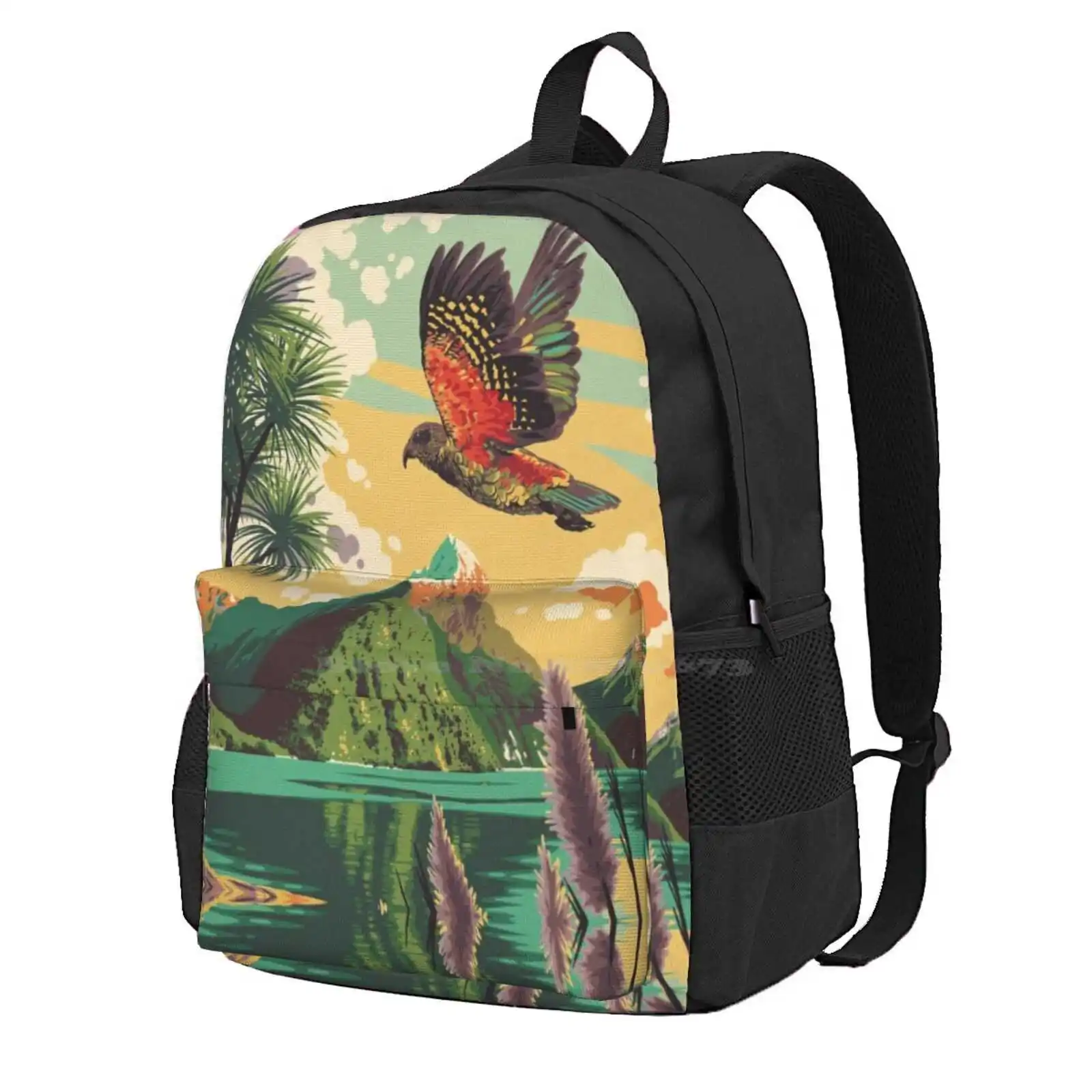 Milford Sound Hot Sale Schoolbag Backpack Fashion Bags Kea Nz New Zealand Milford Sound Fiordland Vintage Travel Screenprint