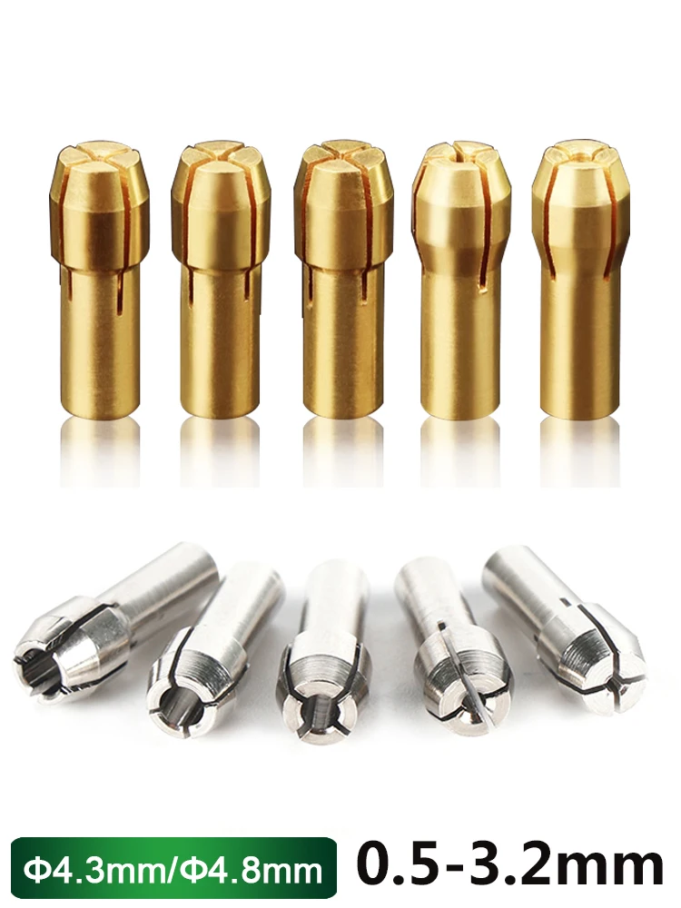 5-10 sztuk/partia Mini Uchwyt Wiertarski do Narzędzi Obrotowych 4.3/4.8mm Adapter Trzpieniowy do Dremel Zestaw Akcesoriów do Narzędzi Obrotowych 0.5-3.2mm — zdjęcie 2