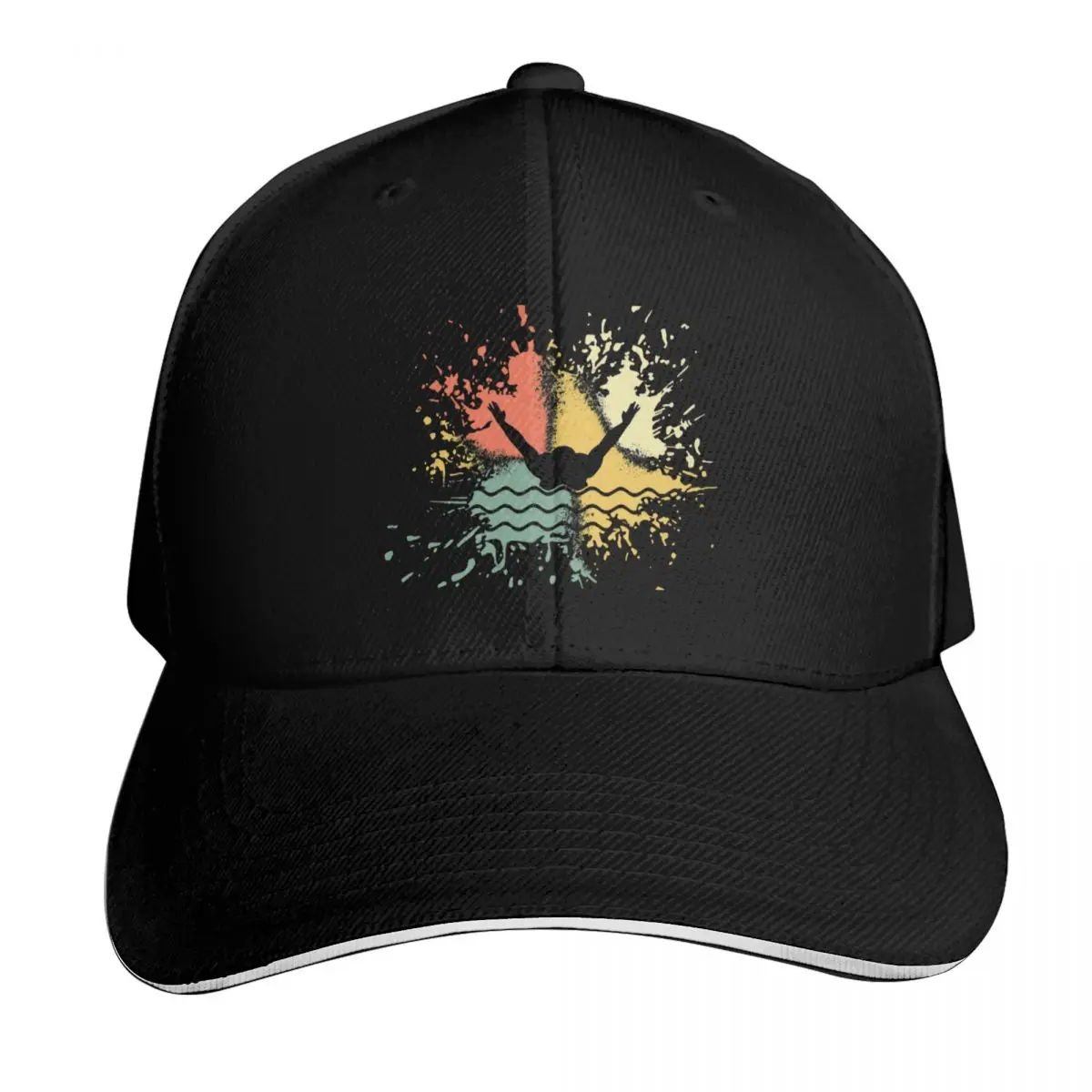 SWIMMING INK SPLASH Baseball Cap Summer Beach Travel Streetwear Hip Hop Trendy Vintage Retro Embroidered